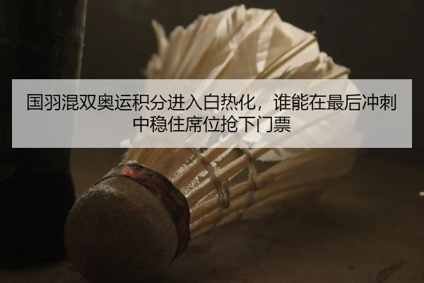 国羽混双奥运积分进入白热化，谁能在最后冲刺中稳住席位抢下门票